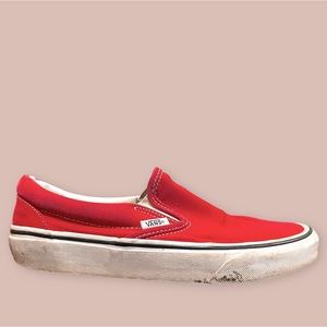 Size 8 In Woman’s Red Slip on Vans Shoes